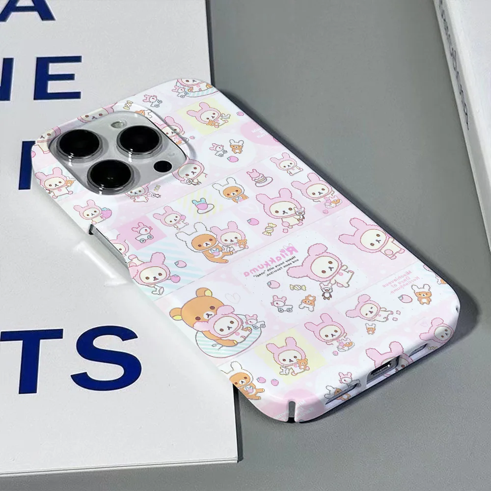 Hot Cartoon Lovely Rilakkumas Phone Case for IPhone 16 15 14 13 12 11 Pro Max X XS XR XSMax 7 8 Plus Glossy Film Hard PC Cover