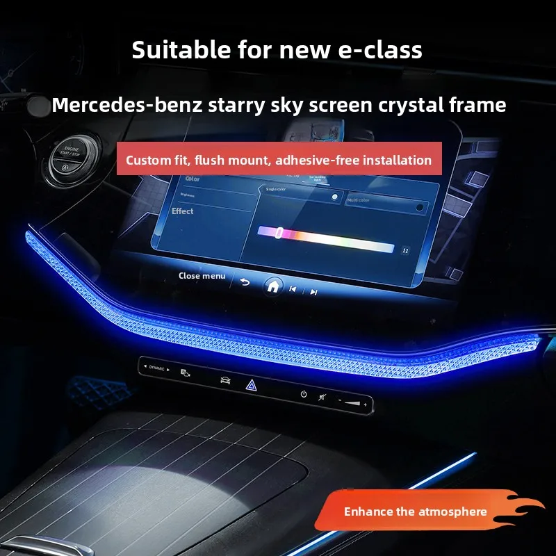 Für Mercedes-Benz E-Klasse W214 E260 E300 24-26 Kristall-Ambientelicht-Zierleiste für unter dem Bildschirm der Mittelkonsole, Seitenzubehör