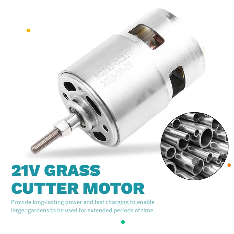 A89Z 5개 755 DC 모터, 잡초 제거기용 21V 잔디 절단기 모터 (긴 샤프트 포함, 효율적인 잡초 제거 및 트리밍용)
