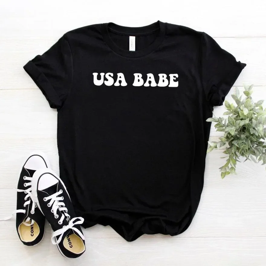 USA BABE Print Women  tshirt Cotton Casual Hipster Funny t-shirt Gift Lady Yong Girl Top Tee 90s  vintage clothes pretty