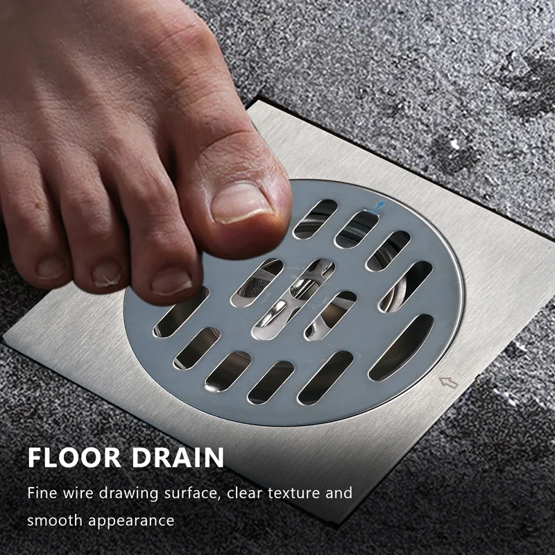 Thick Stainless Steel Anti-Odor Square Floor Drain Waste Drain Cover Hotel Bathroom Shower Drain 100X100mm