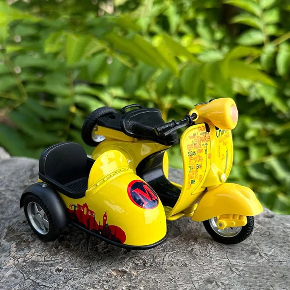 Modèle de moto à trois roues rétractable, son et lumière, alliage électrique, jouet de Collection de voitures, Mini modèle de voiture Miniature