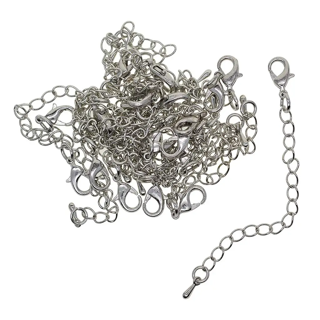 20 Pieces Extension Chain Tail Extender Chain with Lobster Clasp Jewelry Findings for DIY Necklaces Bracelets Anklet