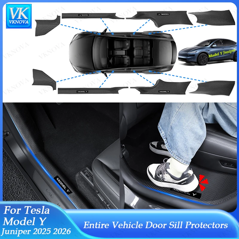 

Door Sill Protector For Tesla Model Y Juniper 2025 2026 Front Rear Door Pedal Kick Protection Threshold Sill Guard Accessories