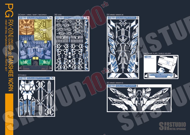 SH STUDIO for PG 1/60 RX-0 UNICORN  02 BANSHE NORN ETCHING PARTS Special Etching Sheet Assembled Model Accessories