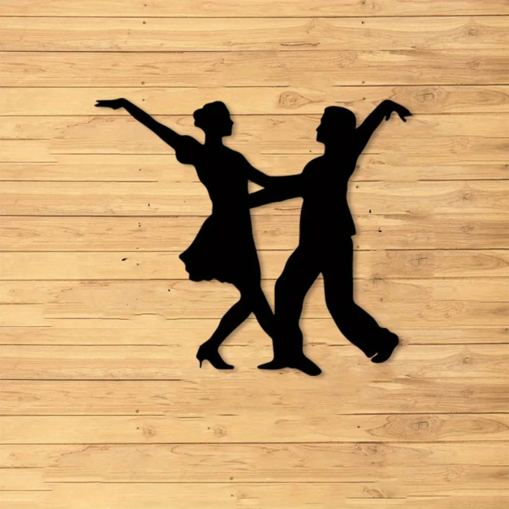 Tango Embrace Metal Wall Art - Romantic Couple Silhouette Sculpture, No Tools Install for Bedroom Wedding Gift