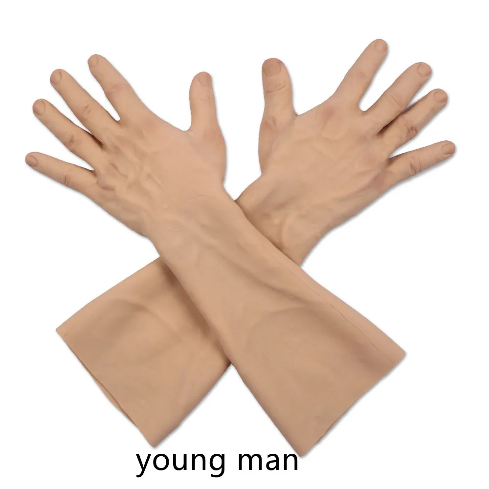 Highly Simulated Human Skin Artificial Limb Fake Silicone Prosthesis Hands Gloves Sleeve Arm Tattoo Cover Scars Protect Injured