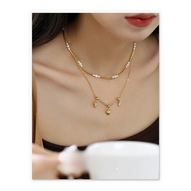 French simple fashion elegant temperament zircon inlaid love pendant necklace necklace jewelry women