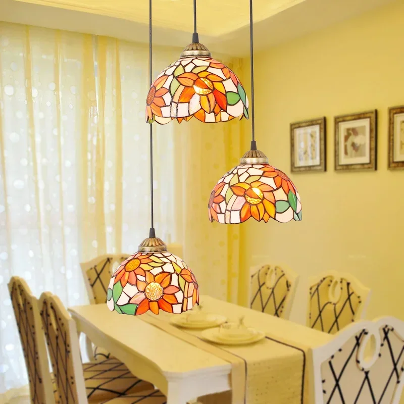 

Home Decor Creative Sunflower Chandelier Warm Rustic Style Design Dining Table Pendant Lamps Bedroom Living Room Lights