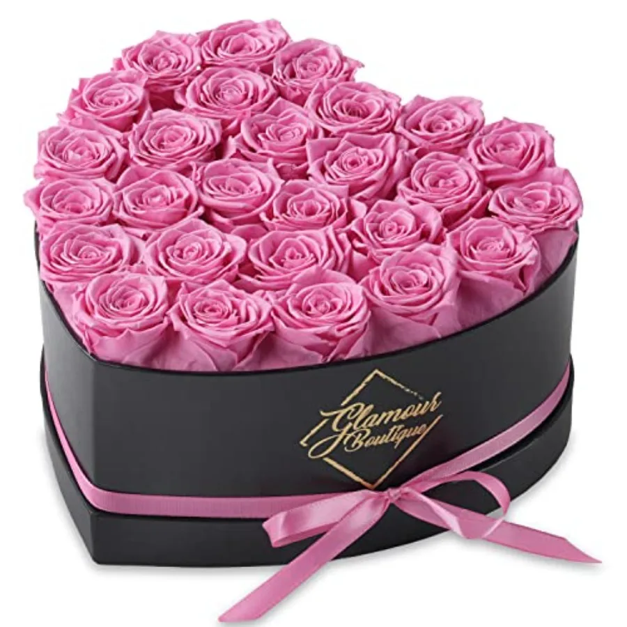 

GLAMOUR BOUTIQUE 27 Flower Forever Heart Shape Box, Mothers Day Gift For Mom, Eternal Preserved Roses Gift for Her, Flowers bou