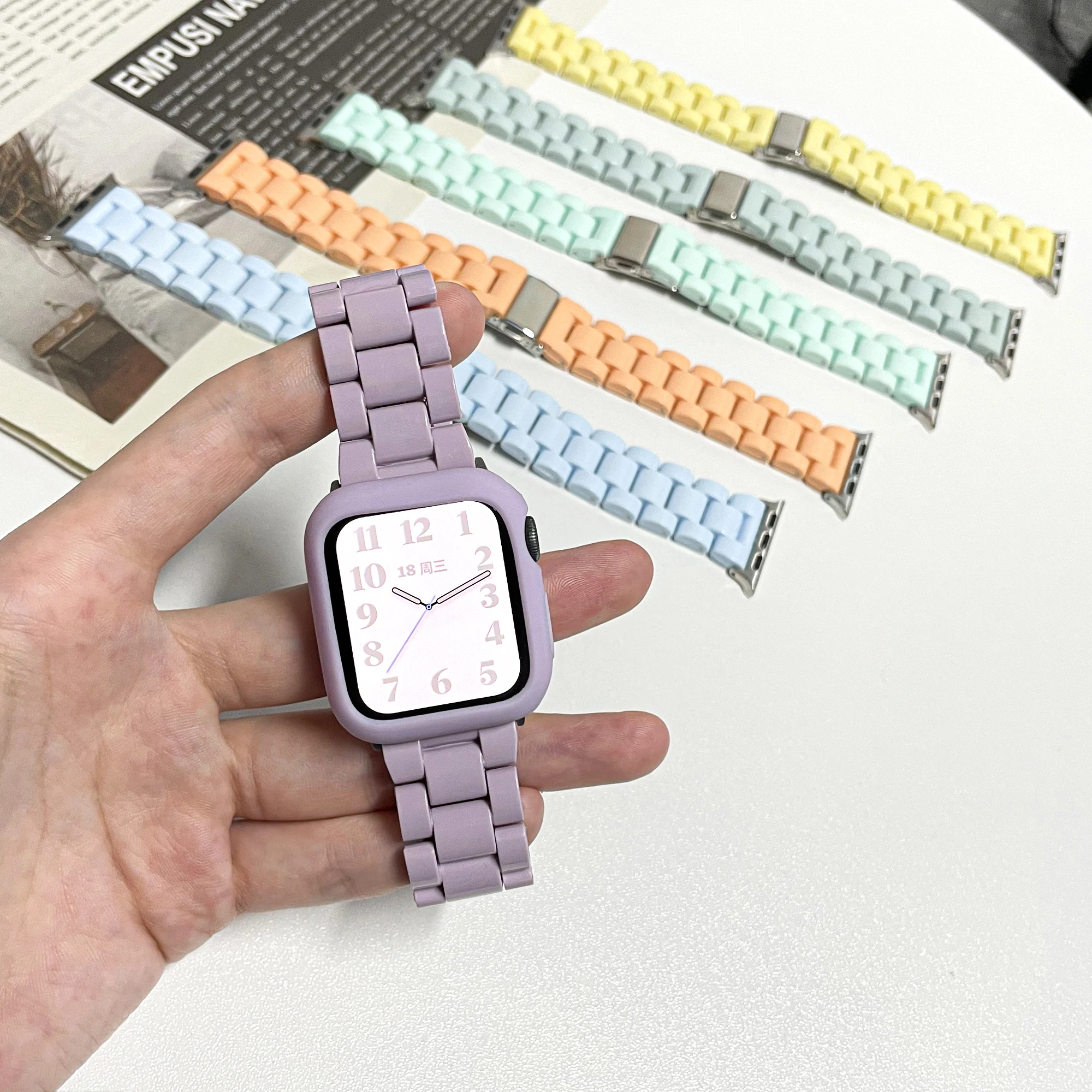 Resin Watch strap for apple watch series 10 42MM 46MM 9 8 7 SE 6 5 4 Ultra band 42 38mm candy for iwatch 44mm 40 41MM 45MM 49MM