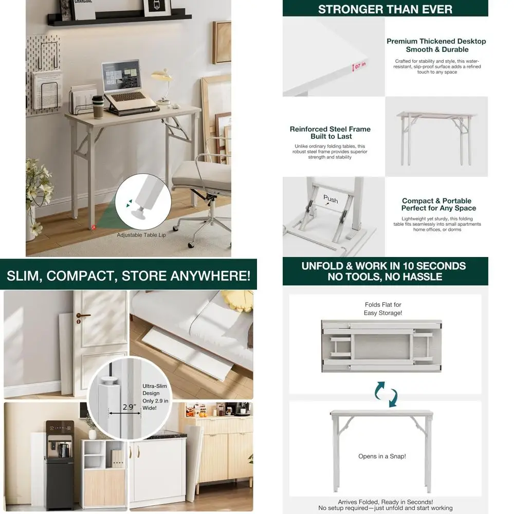 

Портативный складной стол для ноутбука 35,8 — компактный, легкий, удобный для хранения небольших помещений и учебы, отделка белого пепла