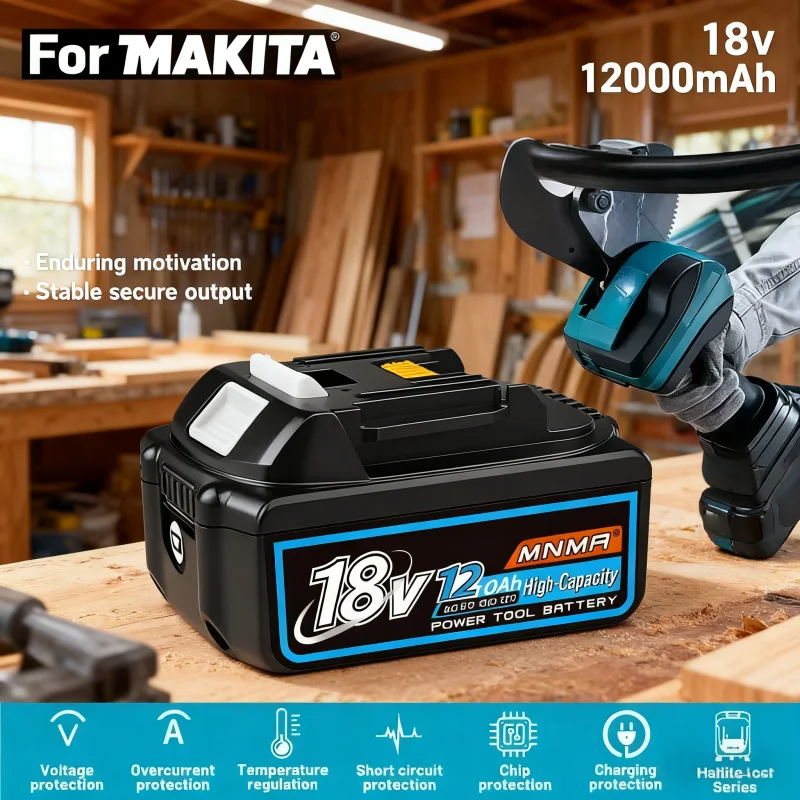 

For makita Battery12.0Ah ⚡ 18v for makita tools battery for makita Drill DGA404 DDF487 DTW700Can replace BL1860B BL1850B