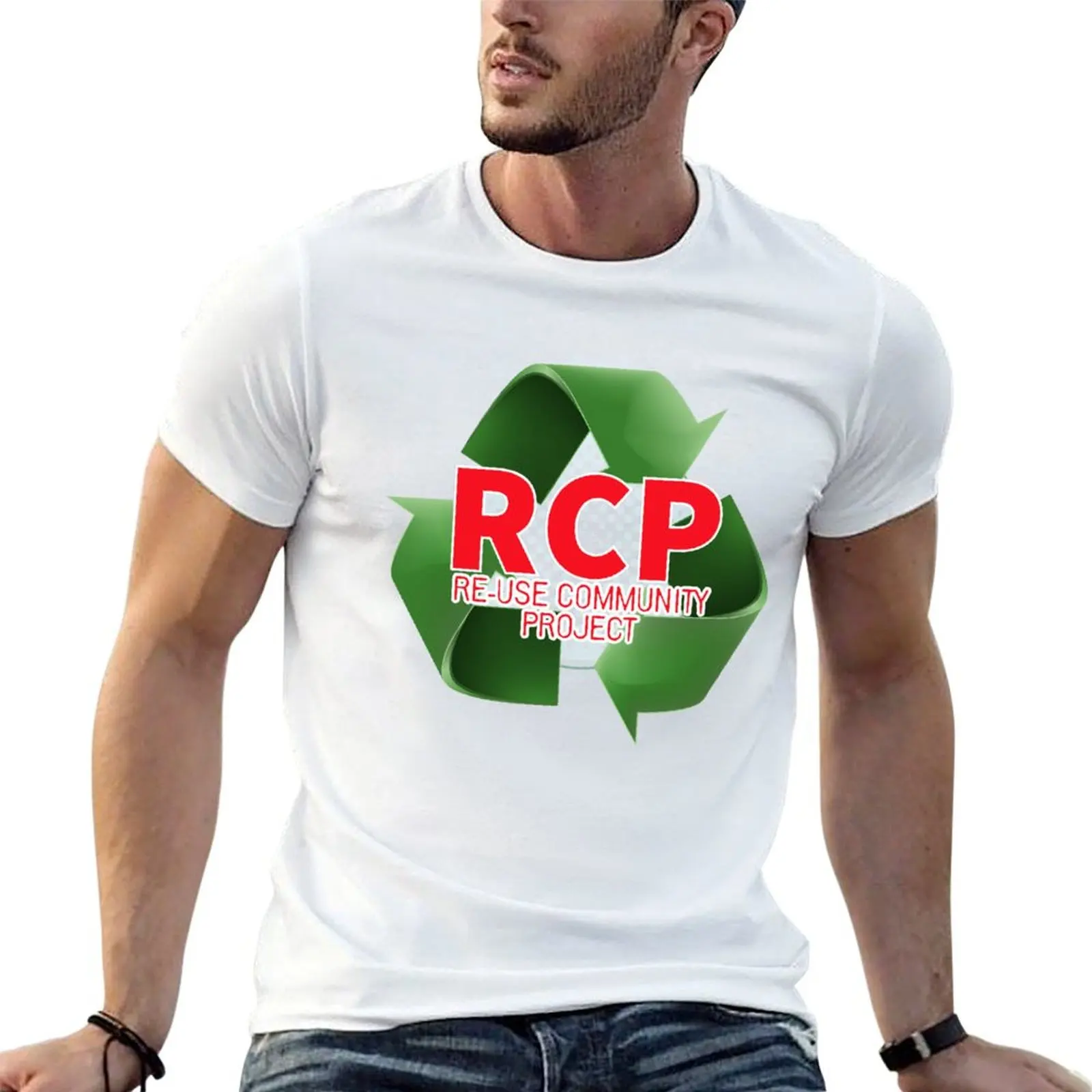 T-shirt Re-Use Community Project MK pour homme, lot de t-shirts blancs pour homme, t-shirt en coton, t-shirt imprimé personnalisé