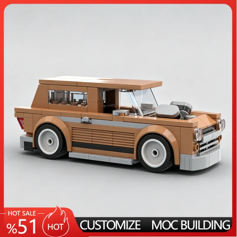 

198 Parts Medium Nougat Classic Station Wagon MOC Car Vehicle Model DIY Assembly Building Blocks Educational Toy Birthday Gifts