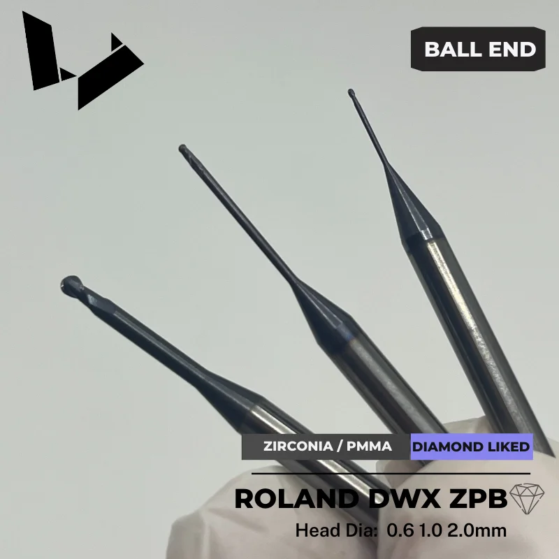 Roland ZPB PMMA Dry Milling - ZPB-100D ZPB-50D ZPB-30D Replacement Diamond-Like-Coated Dental Lab Milling Tool for Zirocnia PMMA