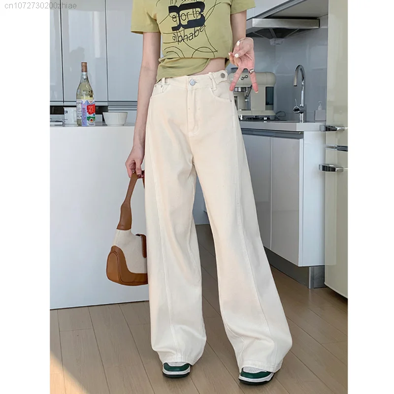 Vintage High Waist Straight Pants Loose Wide Leg Jeans Women\'s Spring Casual Denim Long Trousers Slim Pants Harajuku Streetwear