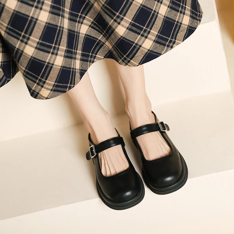 French maiden Mary Jane Baotou slippers low-heel retro student JK small leather shoes with skirt