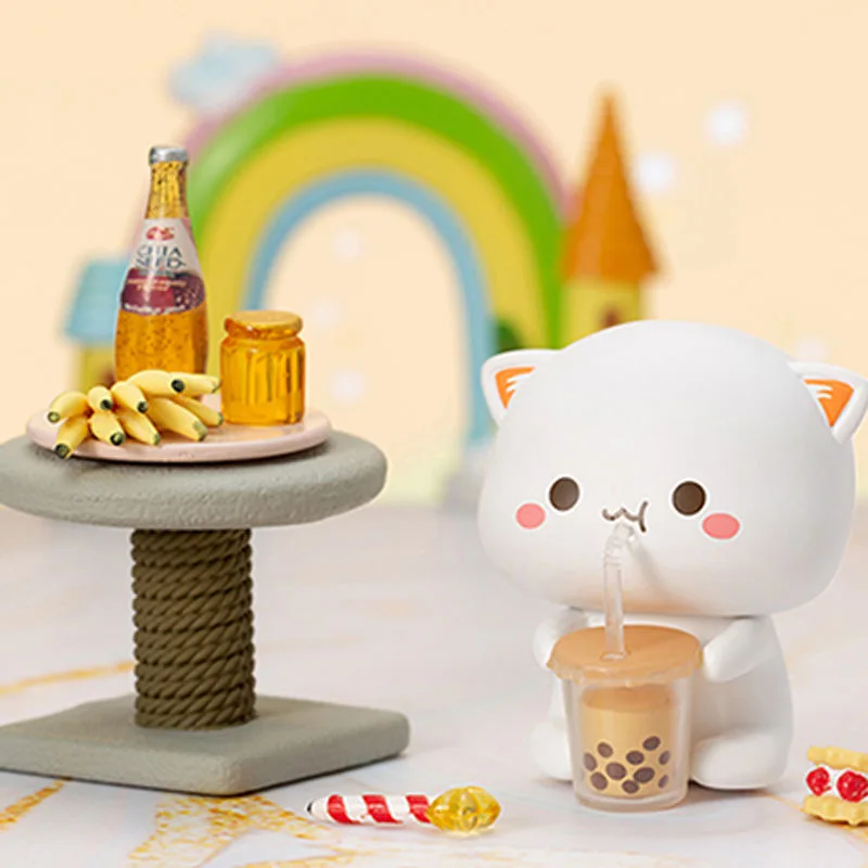 الخوخ القط V2 صندوق أعمى الكرتون أنيمي الشكل دمية العصرية لعبة لطيف بولي كلوريد الفينيل سطح المكتب غرفة زخرفة الديكور جمع هدية صندوق غامض