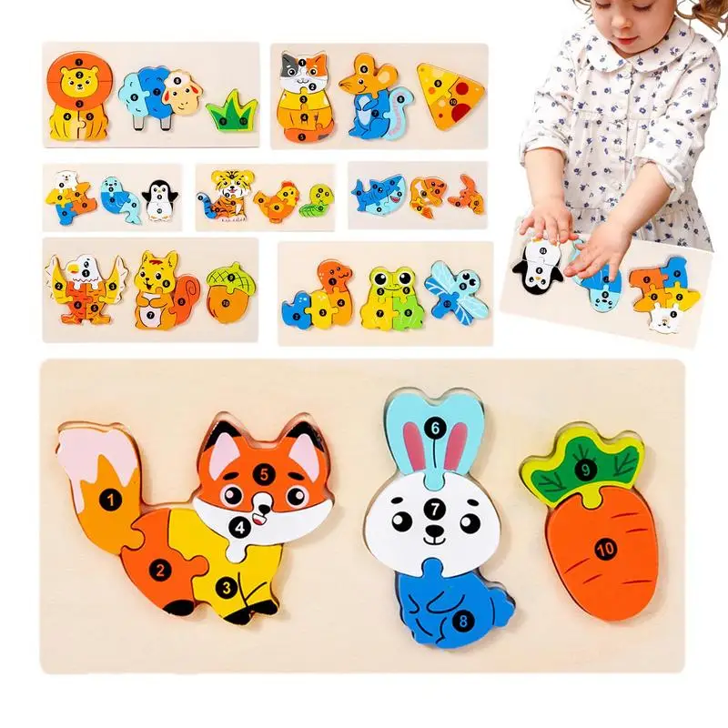 

Wooden Animal Puzzle Set Wood Animal Building Puzzle Build Communication Bridges Pattern Blocks For Over 3 Years Old Boys Girls