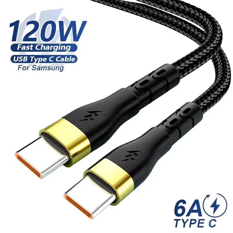 120 W Typ-C-Kabel, schnelles Aufladen, Typ C auf Typ-C-Drahtkabel für iPhone 16 15 Samsung Xiaomi C bis C Typ C USB-C-Kabel-Zubehör