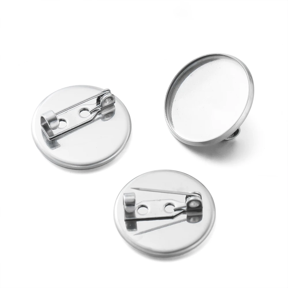 10 Stück 8-30mm Innen größe Edelstahl Brosche Stil Cabochon leere Basis Cameo Einstellung Anhänger Tablett DIY Schmuck herstellung Lieferungen