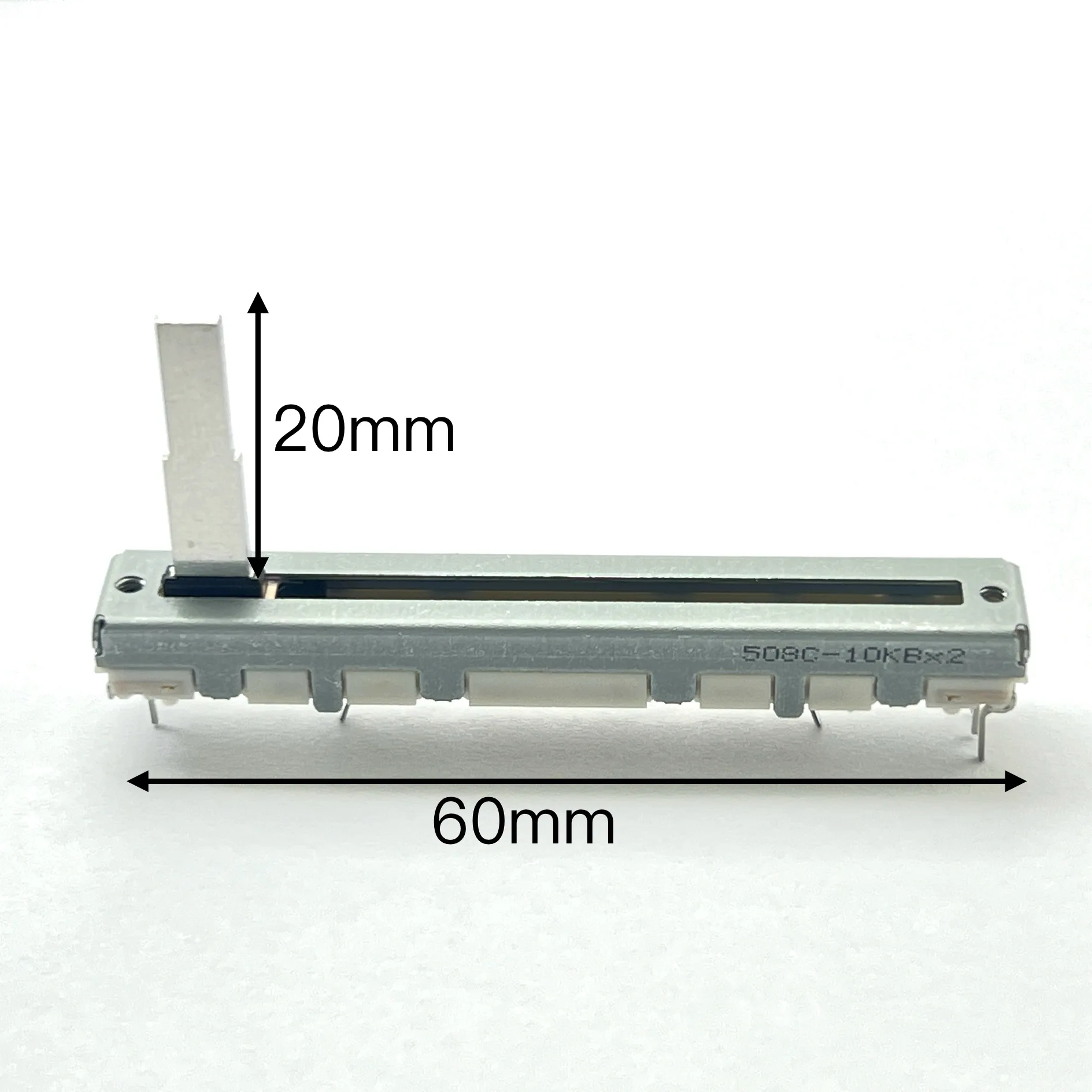 2 pcs Japanese ALPS 60mm straight sliding potentiometer B10KX2 with damping handle, 20mm square handle in length