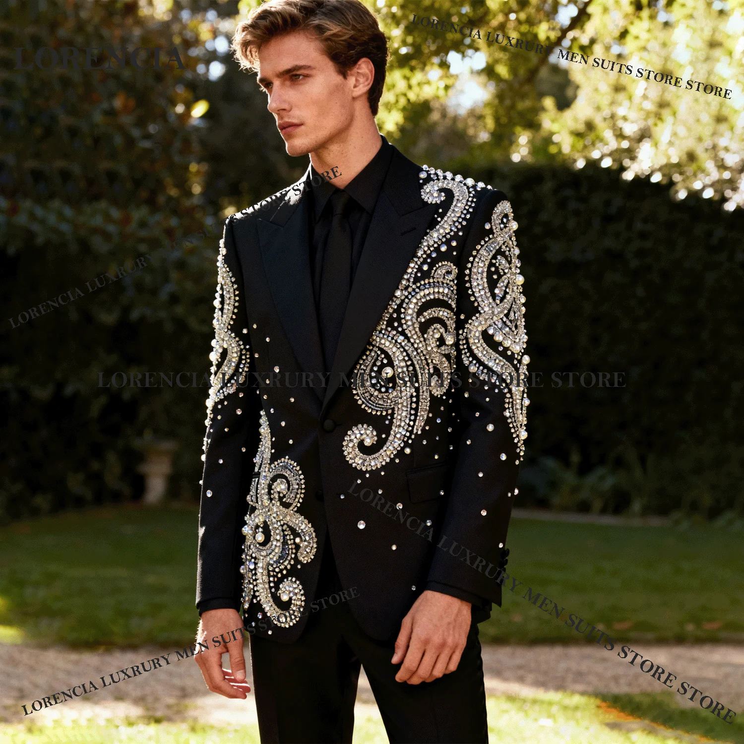 

Мужской блестящий костюм с блестками и кристаллами и бриллиантами, тонкий пиджак для жениха, комплект из 2 предметов, свадебный мужской Ropa Hombre, формальный смокинг для жениха