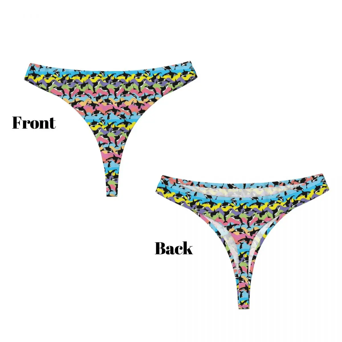 Custom Orca Killer Whale G-string Panties Breathable Women Stretch Thongs Comfort Underwear