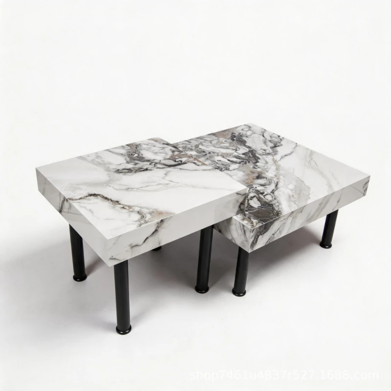 Lifting storage drawer square simple Italian living room small apartment home rock slab coffee table combination