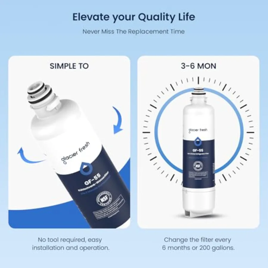GLACIER FRESH Replacement for Bosch 11025825 Ultra Clarity Pro Refrigerator Water Filter BORPLFTR50 Compatible with KWF 2000 12