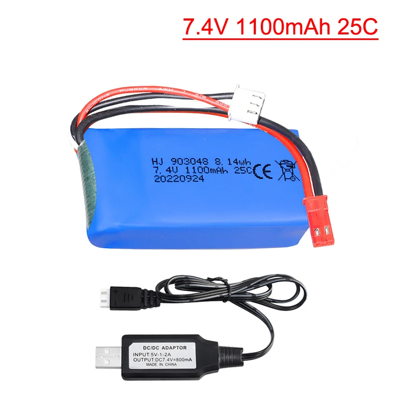 Batteria lipo 7.4 V 1100 mah per Wltoys A949 A959 A969 A979 K929 batteria 7.4 V 1100 mah 25c batteria Lipo per RC Wltoys parti di automobili