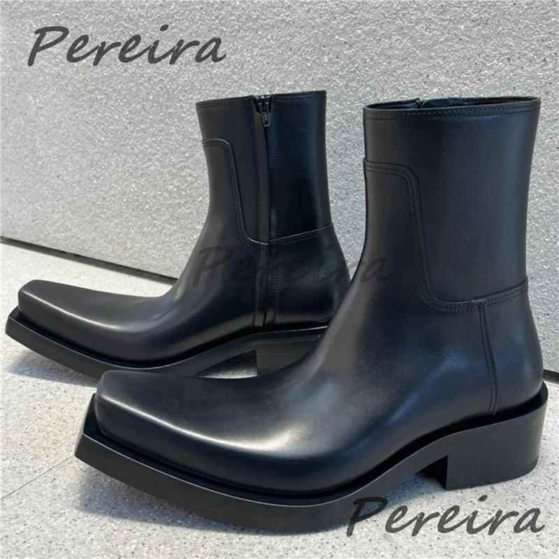 سميكة سوليد فوق الركبة الأحذية للرجال النساء جلد أسود ساحة تو الانزلاق على فارس الأحذية الخريف الشتاء موضة أحذية بوت قصيرة