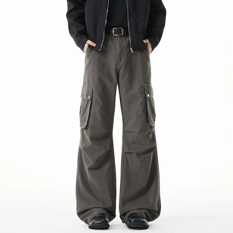 

Multi-Pocket Extended Overalls Men's Tall 2026 Spring Casual Pleated Paratrooper Wide Leg Pants