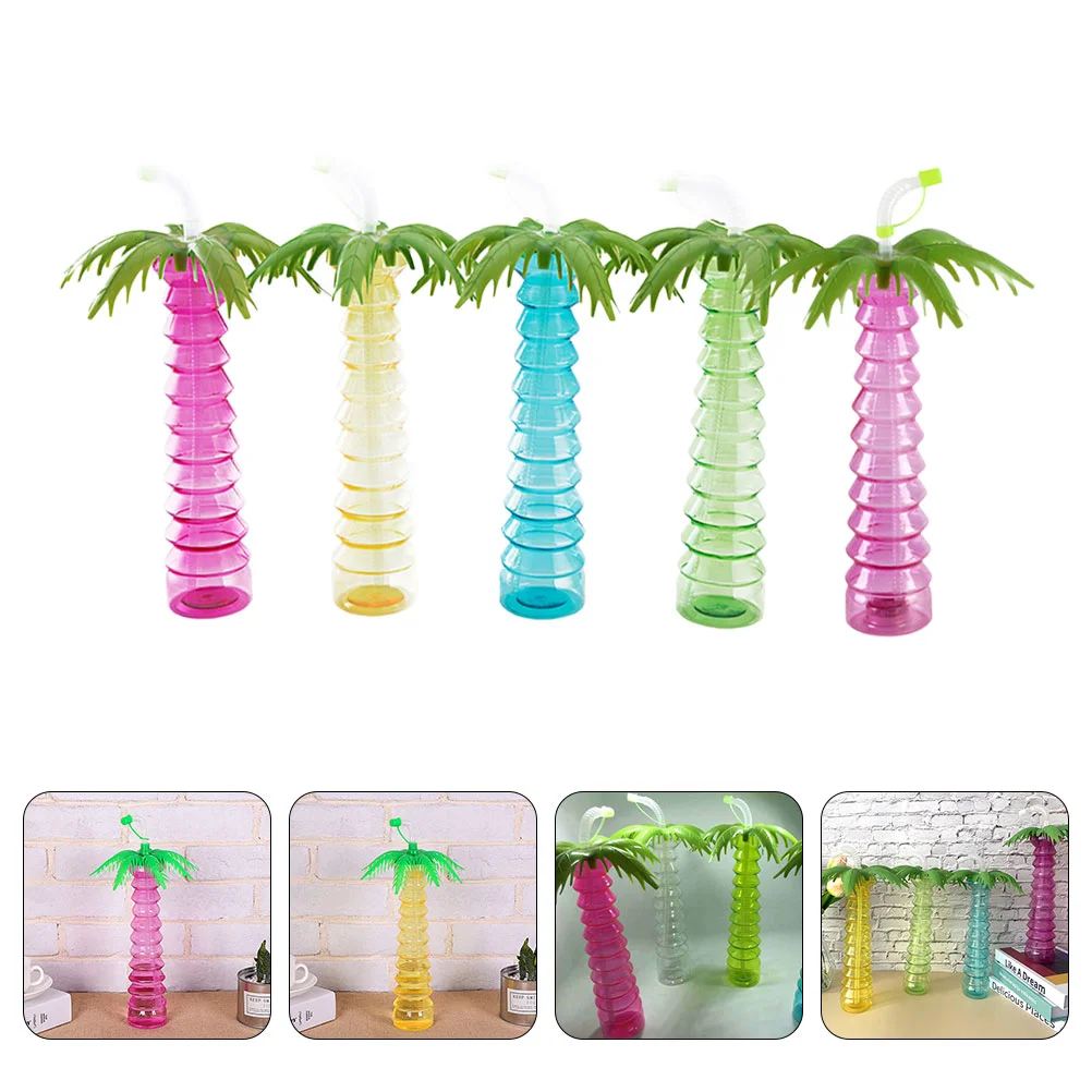 5 Pcs Shaped Straw Cup Travel Camping Water Bottle Convenient Reusable Sippy