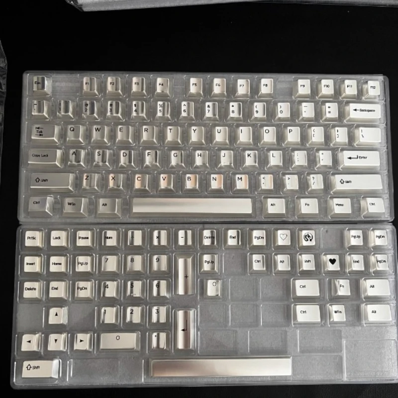 Sanmu Peripheral Keycaps Custom Cherry Profile Matte Silver White Minimalist Full Set of Metal Mechanical Keyboard Keycaps Gift