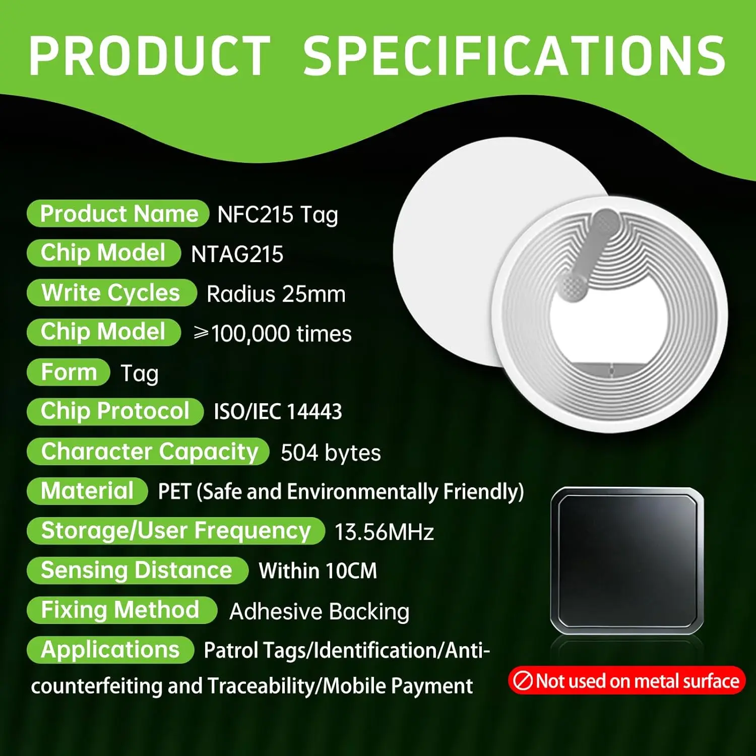 NFC Tags Adhesive NFC Stickers Chip Rewritable Ntag 213 215 216 NFC-Tags 144 504 888 Bytes For Universal NFC-Enabled Devices view 3