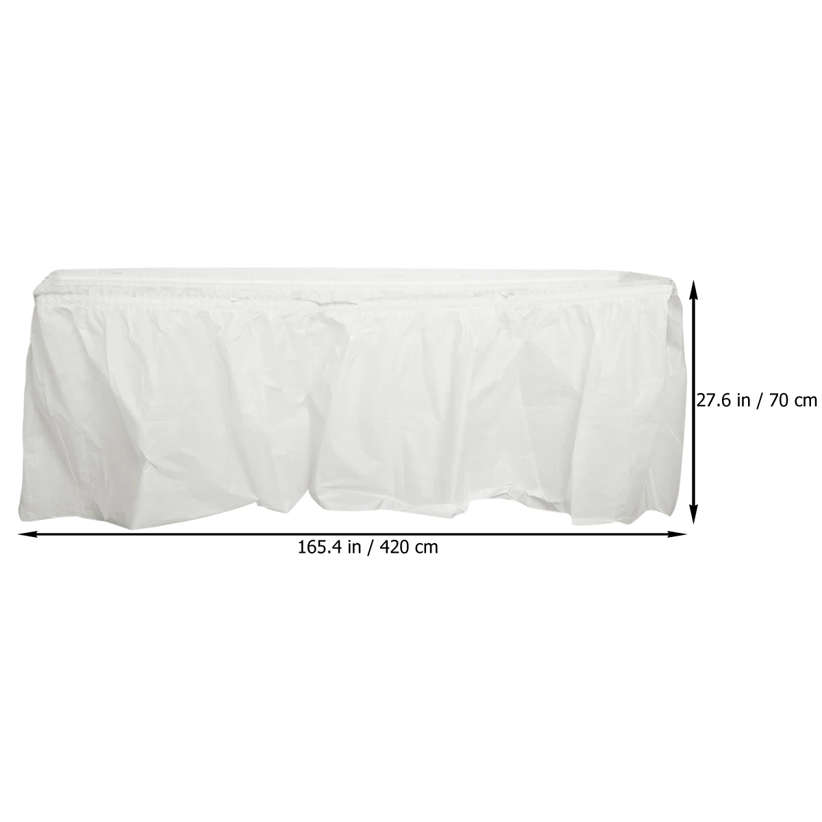 

Plastic Table Skirt Portable Disposable Desk Skirt Party Supplies Tablecloth for Party Wedding Birthday Home Decors (White)