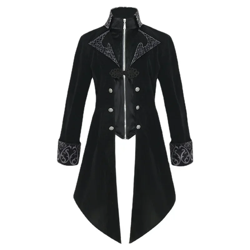 Steampunk Women Men Medieval Dress costume Velet Stand Collar Tailcoat Gothic Vampire Cosplay Jacket Coats S-5XL