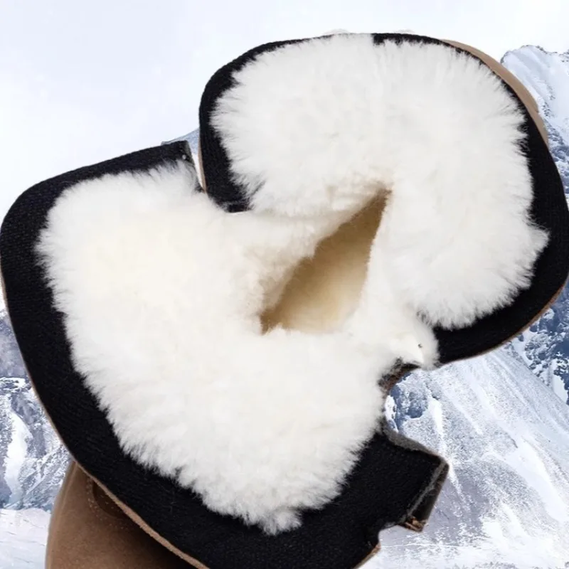 في الهواء الطلق أحذية الثلوج غير رسمية أحذية رجالي نعل سميك عالية أعلى الشتاء الصوف السميك الدافئة مقاوم للماء المضادة للانزلاق القطن الأحذية الذكور البني