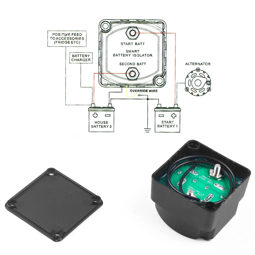 12V 140 Amp Dual Battery Smart Isolator Voltage Sensitive Relay for ATV UTV Boats Campers Wheels Off Road Vehicles Rhino Polaris