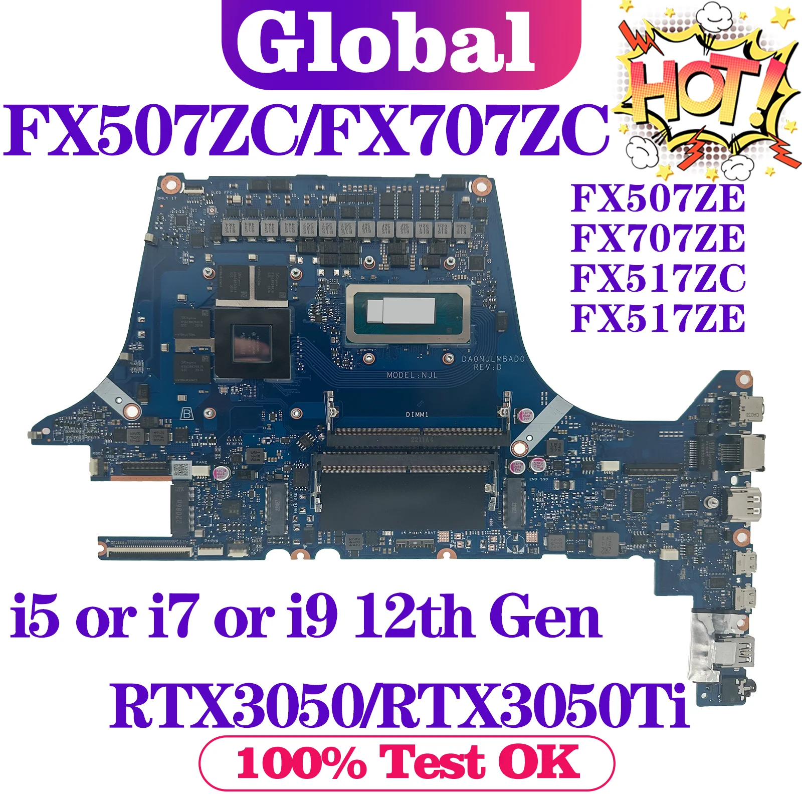 Mainboard For ASUS FX507ZC FX707ZC FX507ZE FX707ZE FX517ZC FX517ZE TUF507Z TUF517Z FX507Z FX517Z Laptop Motherboard