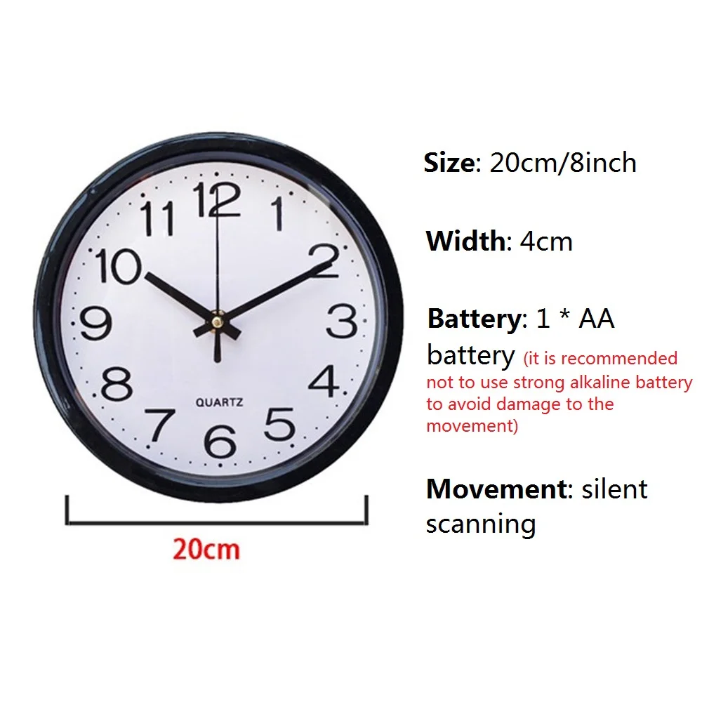 Minimalist Small Wall Clocks With Frame Transparent Plastic Candy Colors Mute 20cm Hanging Watch Clock Living Room Home Decor