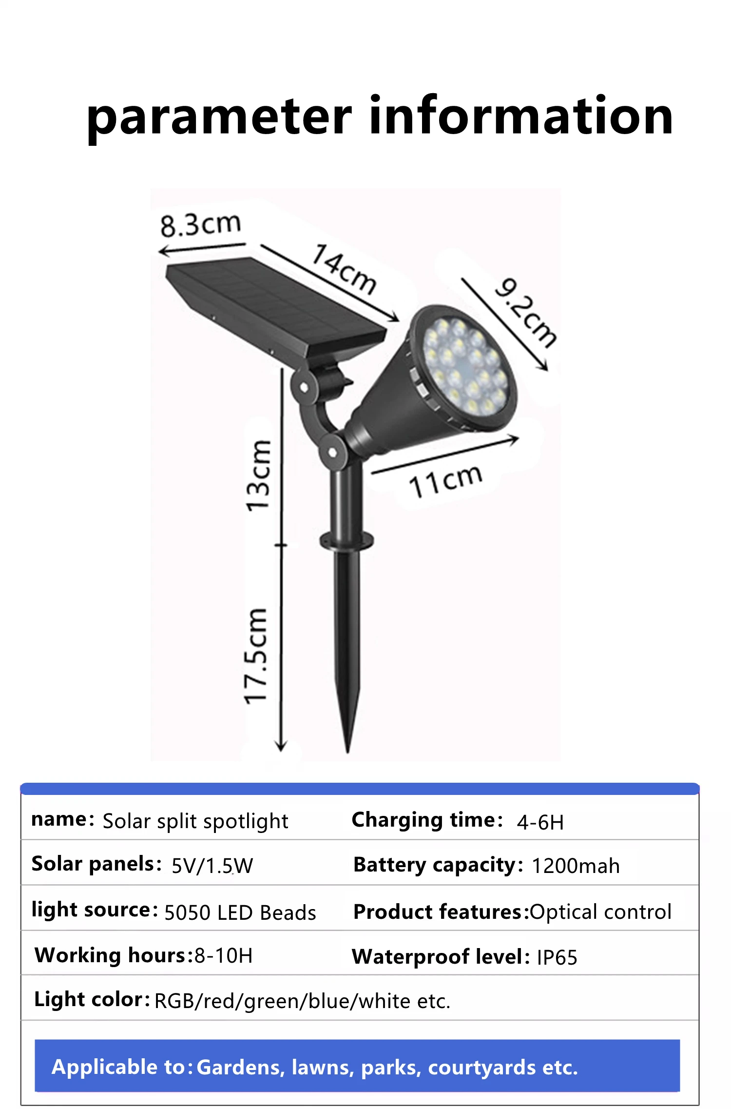 Unique Design 18 Led Rgb Spot Light Waterproof Garden Led Solar Stake Spotlight For Pathway Landscape Lawn Outdoor Decor
