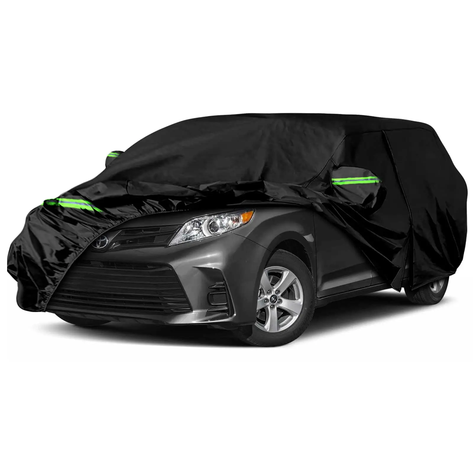

Waterproof Car Cover for Toyota Sienna 2003-2025 All Weather 6 Layers with Zipper Door Windproof Bands Snow Rain Dust Hail