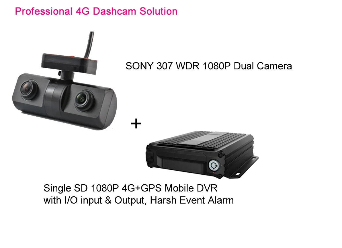 Professional 4G Dashcam solution 4CH 4G GPS SD Card Mobile DVR with Dual lens camera for real time video telematics
