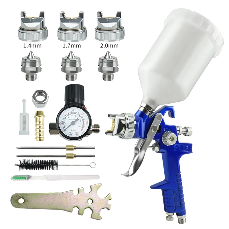 Professional HVLP Spray Gun 1.4mm 1.7mm 2.0mm Nozzle Gravity Airbrush DIY Spray Kit For Car Painting