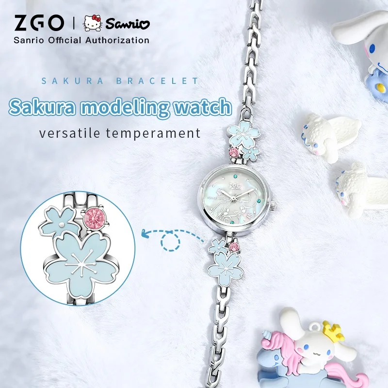 ZGO Sanrio Cinnamoroll Jam Tangan Kuarsa Wanita Bergaya dan Tahan Air Jam Tangan Desain Siswa Hadiah 2106