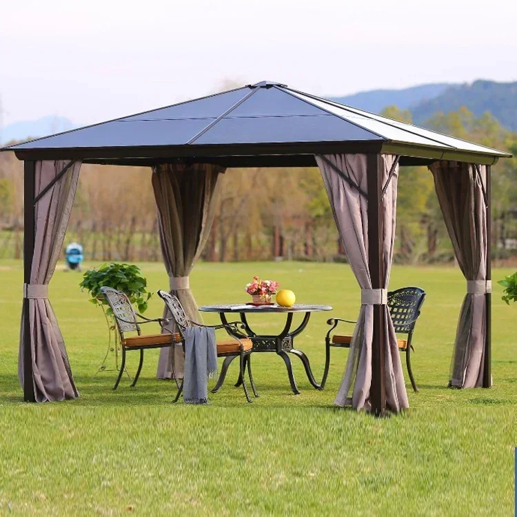 Customized Garden Furniture 10X12  6X4 Pergola Aluminium Outdoor Gazebos Metal Roof