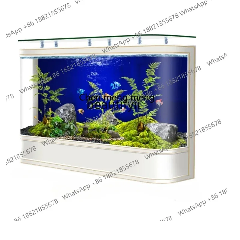 S7486 ss Semicircle Covered Household Fish Tank Living Room Small Ecological Loop Filter Integrated Back Filter Viewing Aquarium